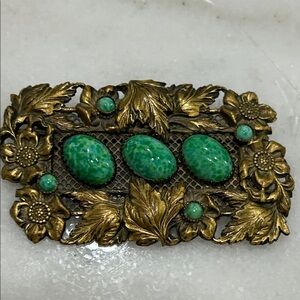 Vintage Gold and Green Brooch